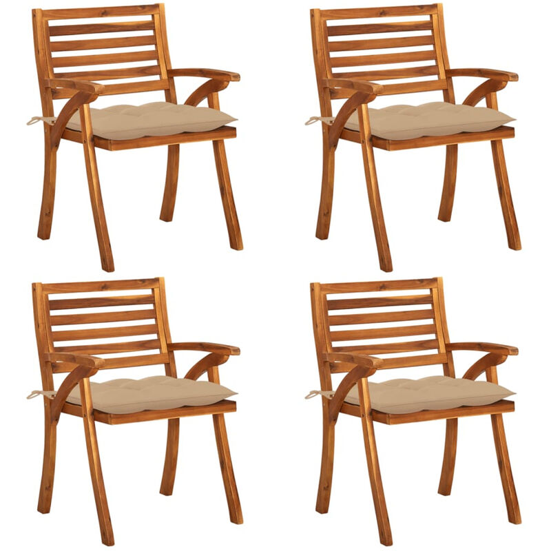 

Happyshopping - Sillas de jardin con cojines 4 unidades madera maciza de acacia