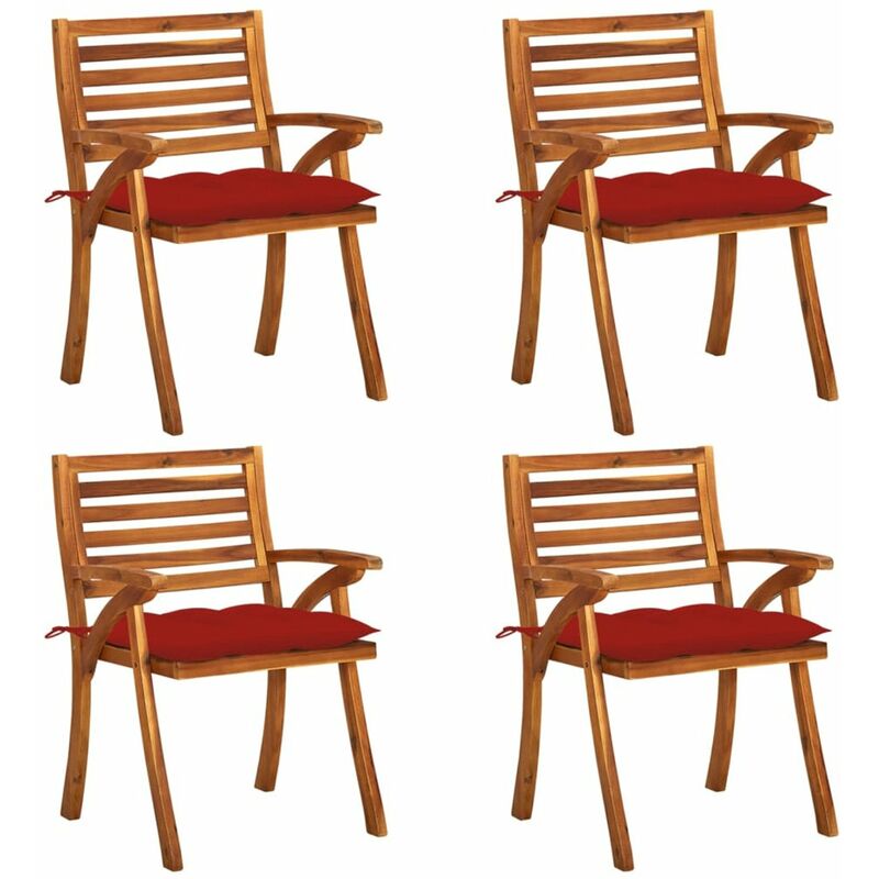 

Happyshopping - Sillas de jardin con cojines 4 unidades madera maciza de acacia