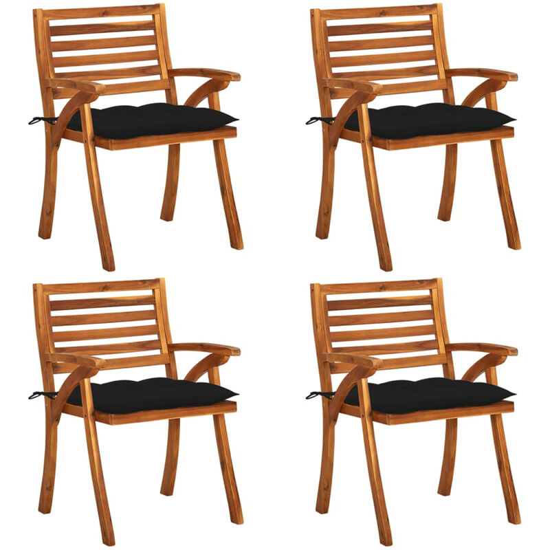 

Happyshopping - Sillas de jardin con cojines 4 unidades madera maciza de acacia