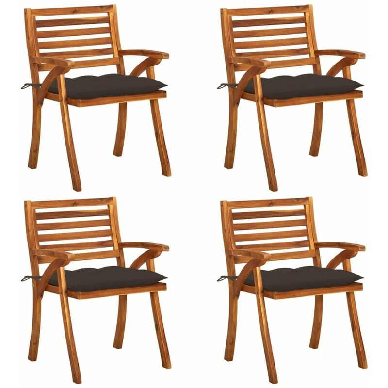 

Happyshopping - Sillas de jardin con cojines 4 unidades madera maciza de acacia
