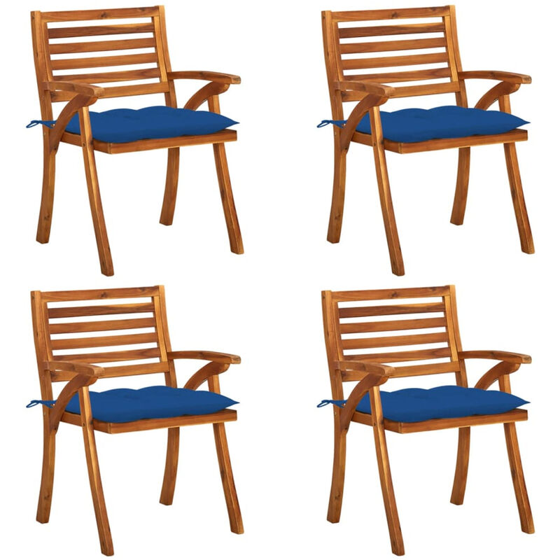 

Happyshopping - Sillas de jardin con cojines 4 unidades madera maciza de acacia