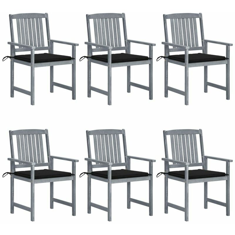 

Sillas de jardin con cojines 6 uds madera maciza de acacia gris