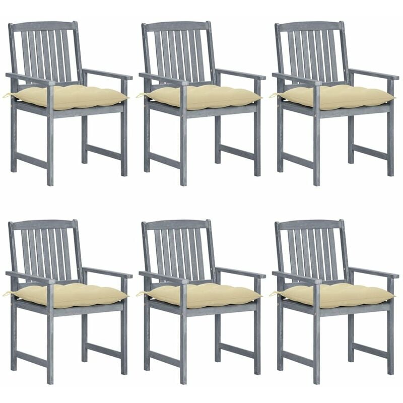 

Sillas de jardin con cojines 6 uds madera maciza de acacia gris