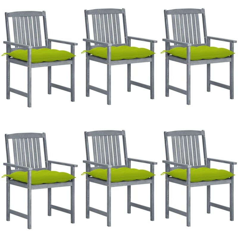 

Happyshopping - Sillas de jardin con cojines 6 uds madera maciza de acacia gris
