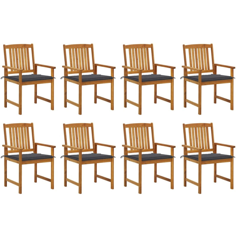 

Happyshopping - Sillas de jardin con cojines 8 uds madera maciza de acacia