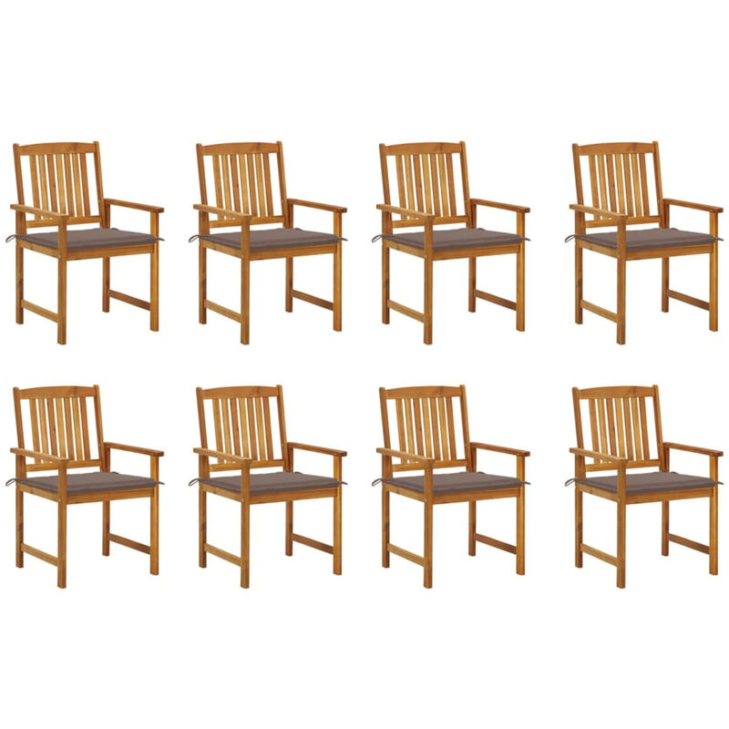 

Happyshopping - Sillas de jardin con cojines 8 uds madera maciza de acacia