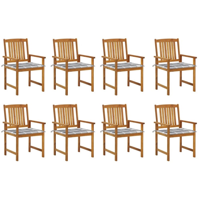 

Happyshopping - Sillas de jardin con cojines 8 uds madera maciza de acacia