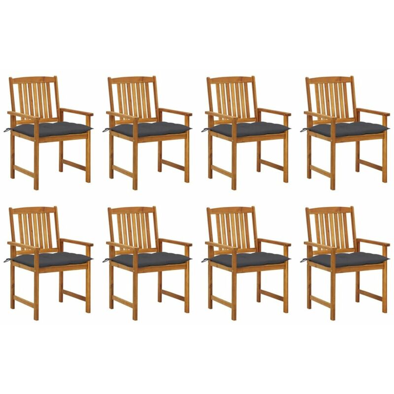 

Happyshopping - Sillas de jardin con cojines 8 uds madera maciza de acacia