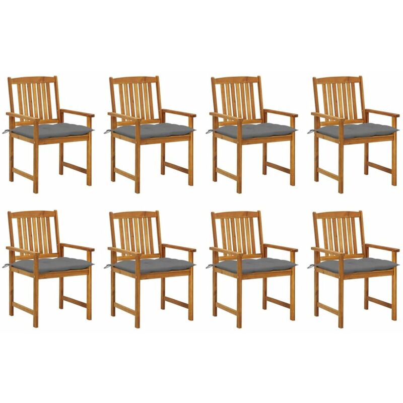 

Happyshopping - Sillas de jardin con cojines 8 uds madera maciza de acacia