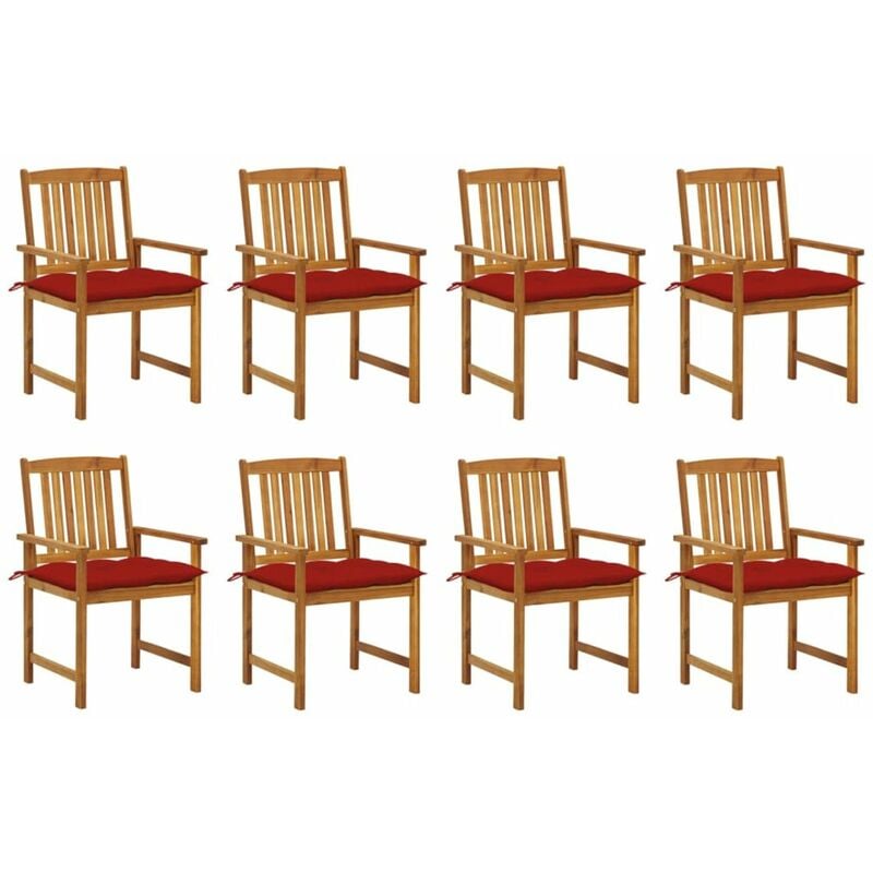 

Happyshopping - Sillas de jardin con cojines 8 uds madera maciza de acacia