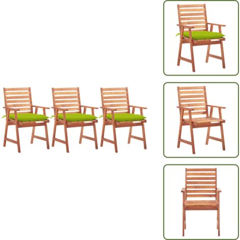 Sillas de jardín con cojines - vidaXL Sillas comedor de jardín 3 uds madera maciza acacia y cojines - Sillas de jardín acacia
