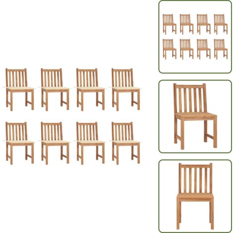 Sillas de jardín con cojines - vidaXL Sillas de jardín 8 unidades madera de teca con cojines - Muebles de jardín