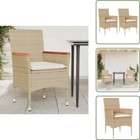 Sillas de jardín con cojines - vidaXL Sillones de jardín con cojines 2 uds ratán sintético beige - Sillas de jardín para exteriores