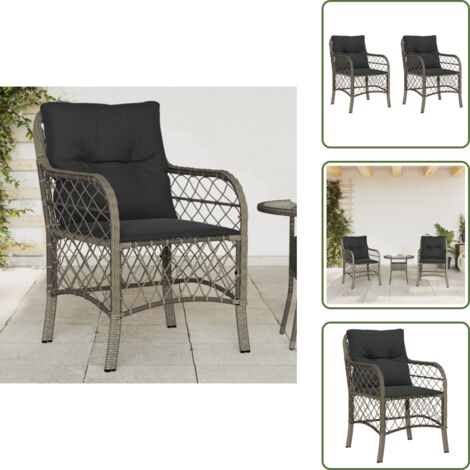 Sillas de jardín con cojines - vidaXL Sillones de jardín con cojines 2 uds ratán sintético gris - Sillas de jardín gris