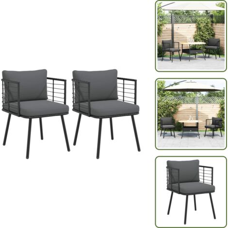 Sillas de jardín con cojines - vidaXL Sillones de jardín con cojines 2 uds ratán sintético negro - Sillas de exterior