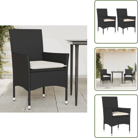 Sillas de jardín con cojines - vidaXL Sillones de jardín con cojines 2 uds ratán sintético negro - Sillas de jardín negras