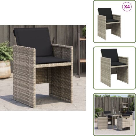 Sillas de jardín con cojines - vidaXL Sillones de jardín con cojines 4 uds ratán sintético gris claro - Sillas de jardín para exteriores