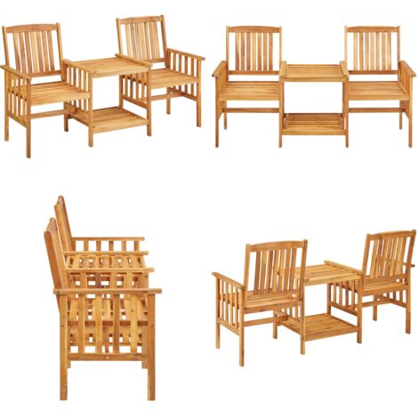 Sillas de jardín con mesita madera maciza acacia 159x61x92 cm - Mesas de jardín - Muebles de jardín