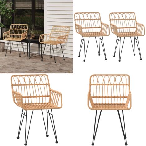 Sillas de jardín con reposabrazos 2 uds ratán PE 56x64x80 cm - Ratán sintético - Sillas de jardín con reposabrazos