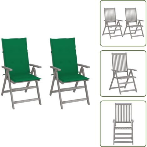 Sillas de jardín con reposabrazos - vidaXL Sillas reclinables jardín y cojines 2 uds madera maciza acacia - Sillas de exterior
