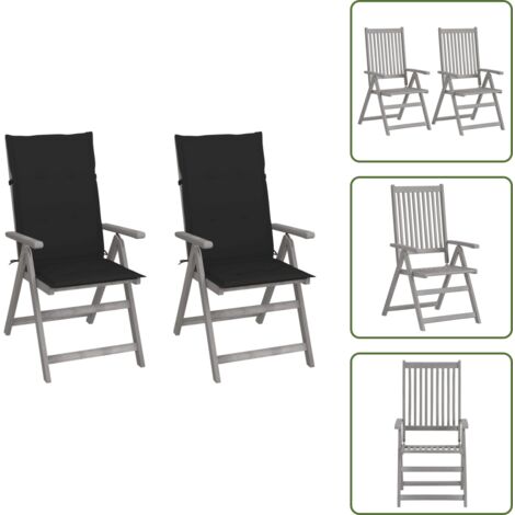 Sillas de jardín con reposabrazos - vidaXL Sillas reclinables jardín y cojines 2 uds madera maciza acacia - Sillas de exterior