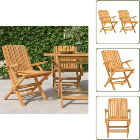 Sillas de jardín con respaldo - vidaXL Sillas de jardín plegables 2 uds madera maciza teca 61x67x90 cm - Sillas de jardín para exteriores