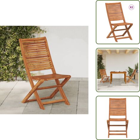 Sillas de jardín con respaldo - vidaXL Sillas de jardín plegables 2 unidades madera maciza de acacia - Sillas de jardín para exteriores