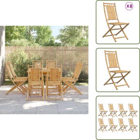 Sillas de jardín con respaldo - vidaXL Sillas de jardín plegables 8 unidades bambú 46x66x99 cm - Sillas de jardín para patio