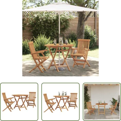 Sillas de jardín -  Conjunto de Comedor de Jardín 3 pcs Marrón