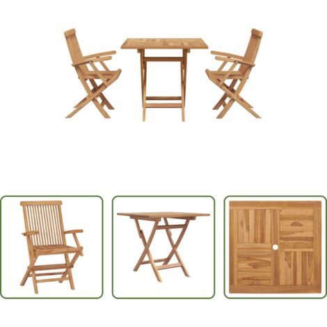 Sillas de jardín -  Conjunto de Comedor de Jardín 3 pcs Marrón
