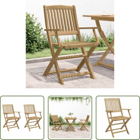 Sillas de jardín de madera -  Sillas de jardín plegables 2 uds madera acacia 54x61x88 cm