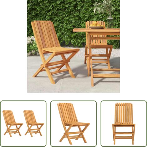 Sillas de jardín de madera -  Sillas de jardín plegables 2 uds madera maciza teca 47x47x89cm