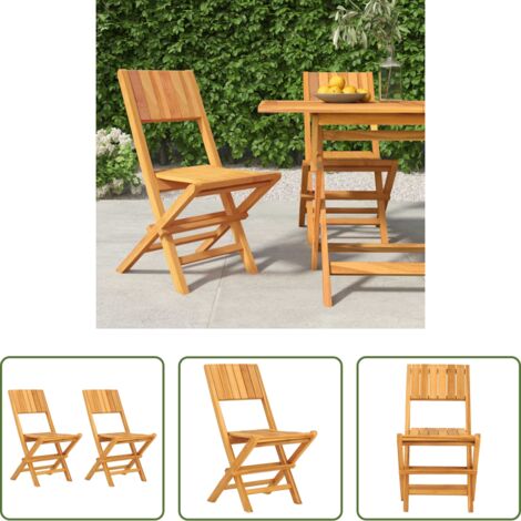 Sillas de jardín de madera -  Sillas de jardín plegables 2 uds madera maciza teca 47x61x90cm
