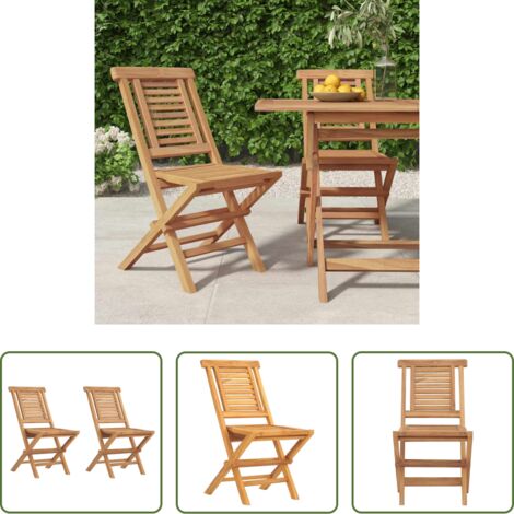 Sillas de jardín de madera -  Sillas de jardín plegables 2 uds madera maciza teca 47x63x90cm