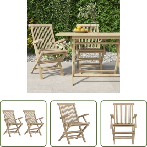 Sillas de jardín de madera -  Sillas de jardín plegables 2 uds madera maciza teca 56x61x89 cm