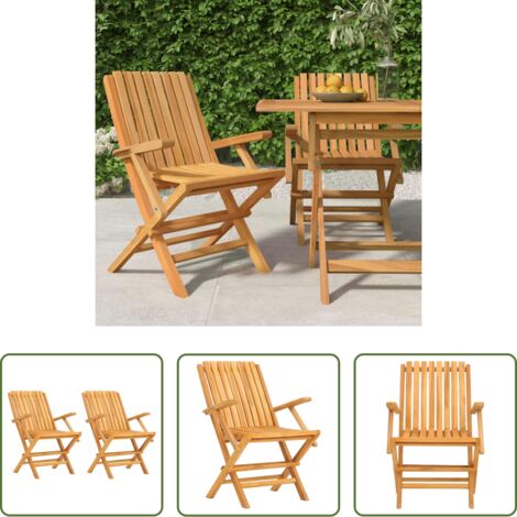 Sillas de jardín de madera -  Sillas de jardín plegables 2 uds madera maciza teca 61x67x90 cm