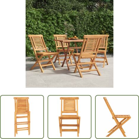 Sillas de jardín de madera -  Sillas de jardín plegables 4 uds madera maciza teca 47x63x90 cm