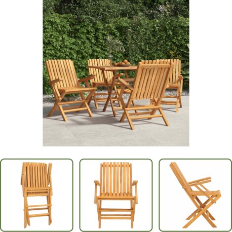 Sillas de jardín de madera - Sillas de jardín plegables 4 uds madera maciza teca 61x67x90 cm