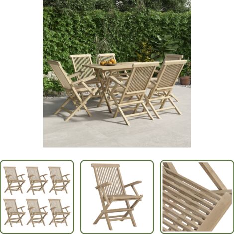 Sillas de jardín de madera - Sillas de jardín plegables 6 uds madera maciza teca 56x61x89 cm