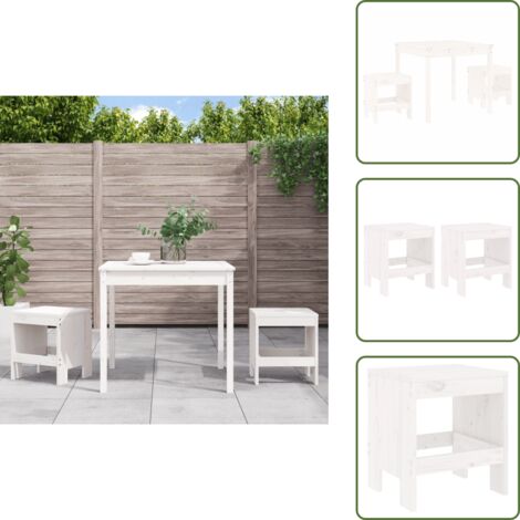 Sillas de jardín de madera - vidaXL Mesa y sillas de jardín 3 piezas madera maciza de pino blanco - Mesa de jardín de pino