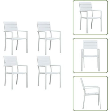 Sillas de jardín de madera - vidaXL Sillas de jardín 4 unidades HDPE aspecto de madera blanco - Sillas de jardín exteriores