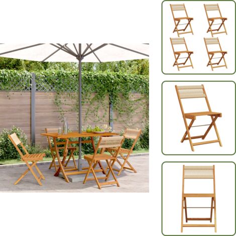Sillas de jardín de madera - vidaXL Sillas de jardín plegables 4 uds madera maciza acacia beige - Sillas de jardín acacia