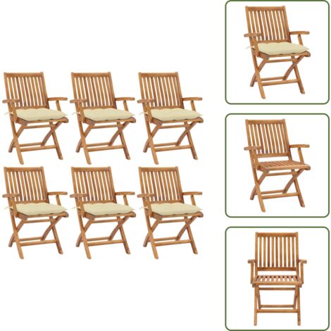 Sillas de jardín de madera - vidaXL Sillas de jardín plegables 6 uds madera maciza teca con cojines - Sillas de jardín de teca