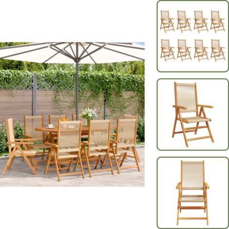 Sillas de jardín de madera - vidaXL Sillas de jardín reclinables 8 uds madera maciza acacia beige - Sillas de jardín de acacia