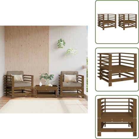 Sillas de jardín de madera - vidaXL Sillones de jardín 2 unidades madera maciza pino marrón miel - Sillas de jardín con listones