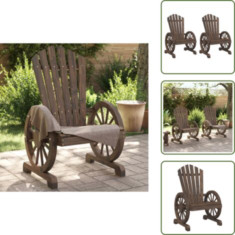 Sillas de jardín de madera - vidaXL Sillones de jardín Adirondack 2 uds madera maciza de abeto - Sillas de jardín de abeto