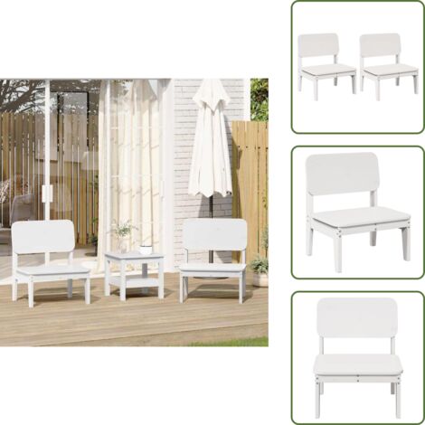 Sillas de jardín de pino - vidaXL Sillas jardín 2 uds madera maciza pino blanco 60x52,5x72 cm - Sillas de jardín con respaldo