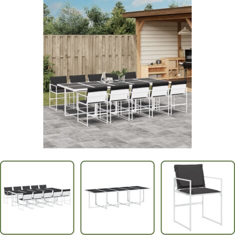 Sillas de jardín -  Juego de comedor de jardín 11 pzas con cojines textilene blanco