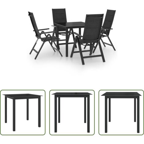 Sillas de jardín -  Juego de comedor de jardín 5 piezas aluminio gris antracita