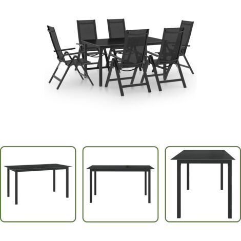 Sillas de jardín -  Juego de comedor para jardín 7 piezas aluminio gris antracita